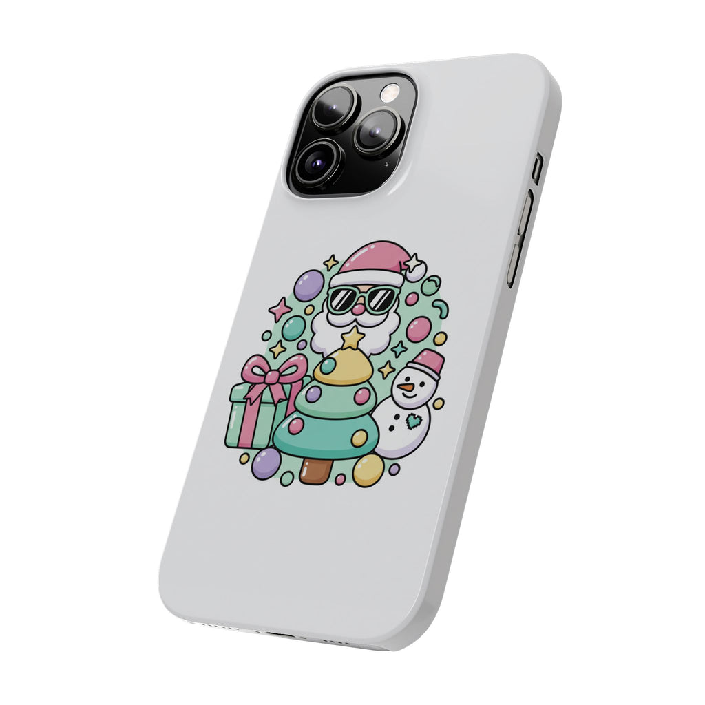 Y2K-Inspired Christmas Phone Case — Playful Bubble Icons & Stars