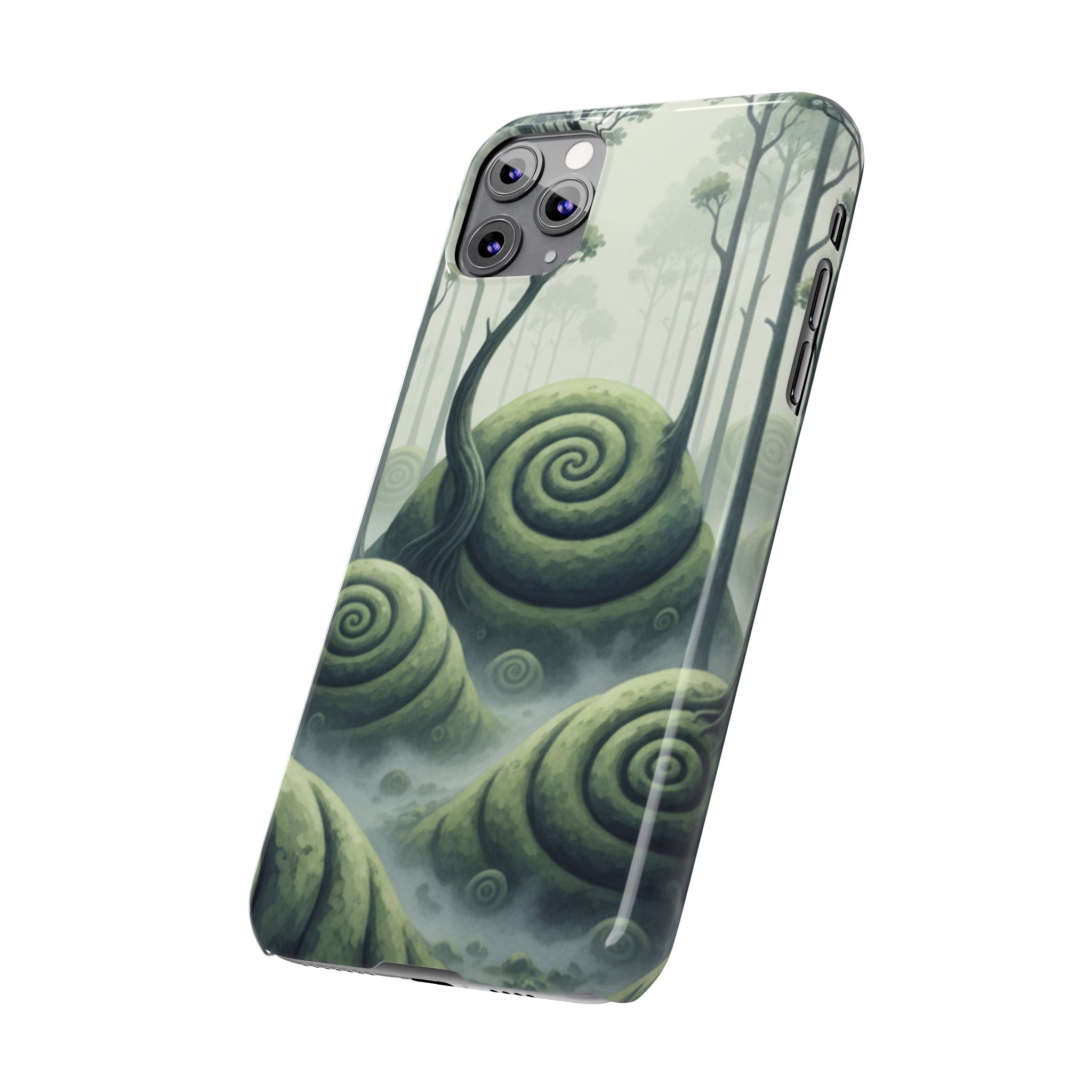 Mystical Forest Slim Phone Case — Dreamy Studio Ghibli‑Style Foggy Hills