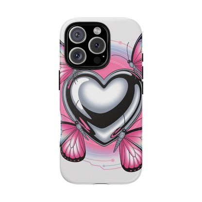 Phone Case - Y2K Aesthetic Chrome Hearts and Butterflies, Cybercore 2000s Vibe