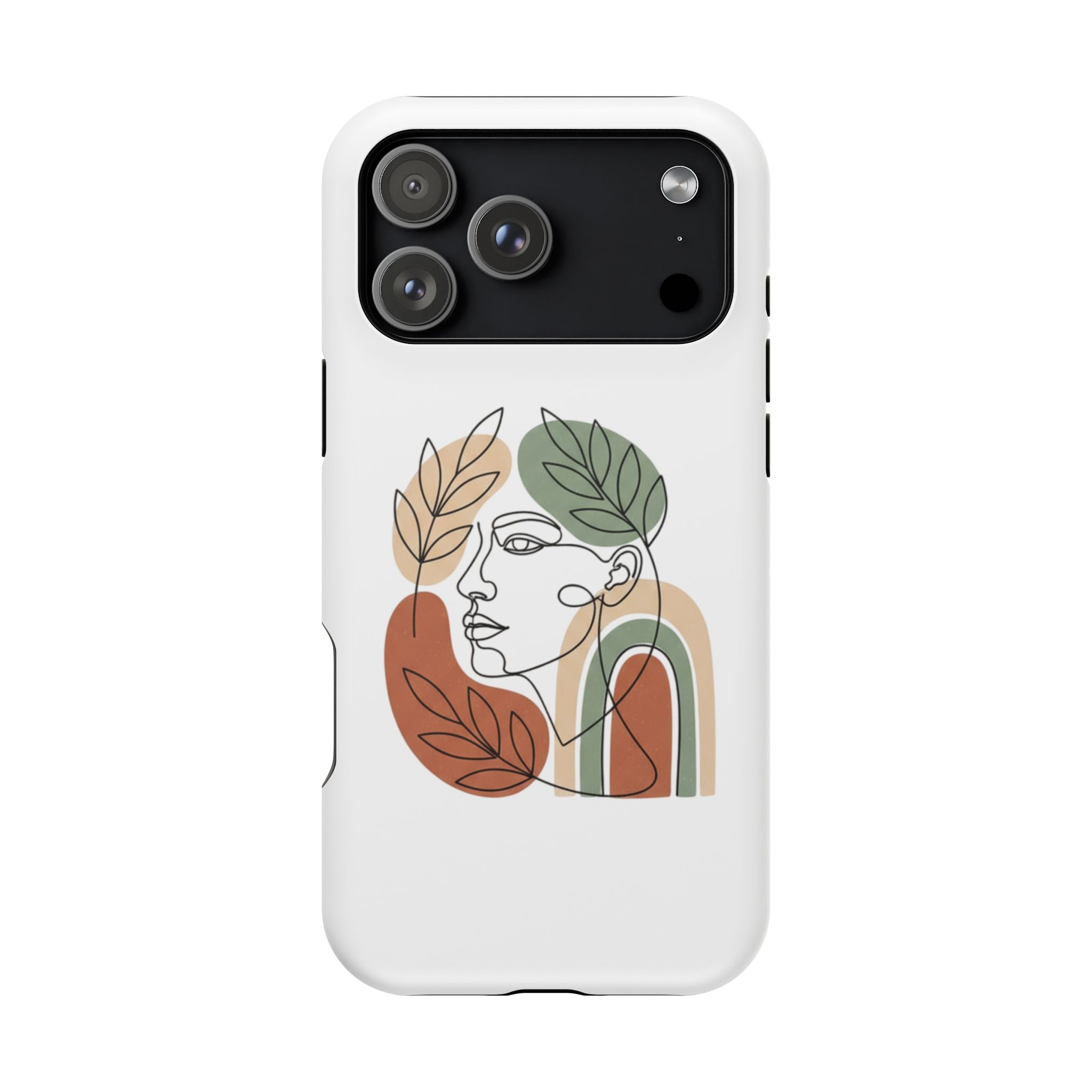Boho Line-Face Phone Case — Terracotta Sage Minimalist Matte