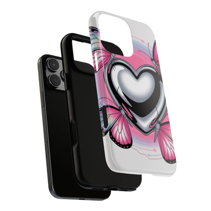 Phone Case - Y2K Aesthetic Chrome Hearts and Butterflies, Cybercore 2000s Vibe
