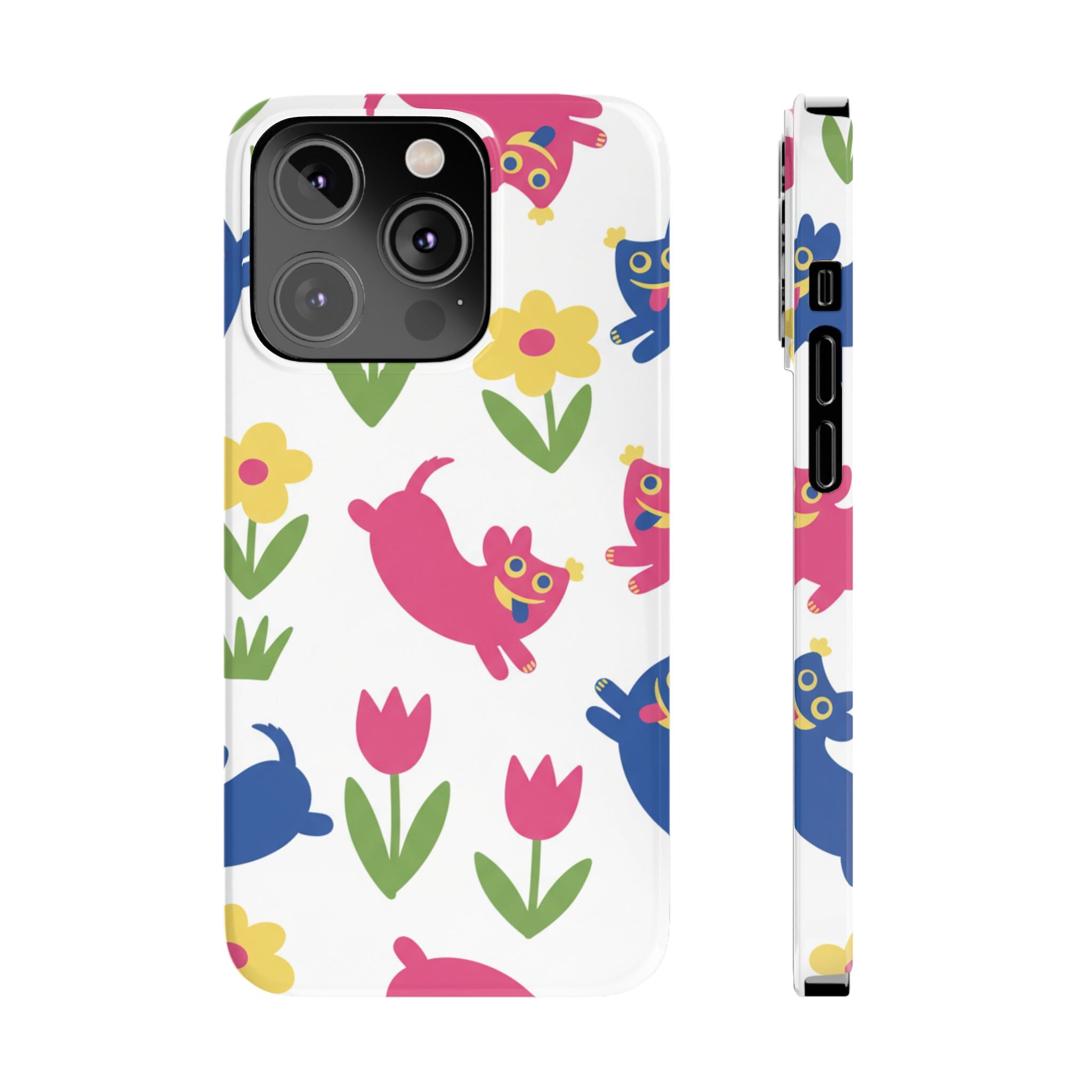 The Joyful Garden: Chunky Sausage Dog & Giant Bloom Phone Case | Modern Naive Art Edition