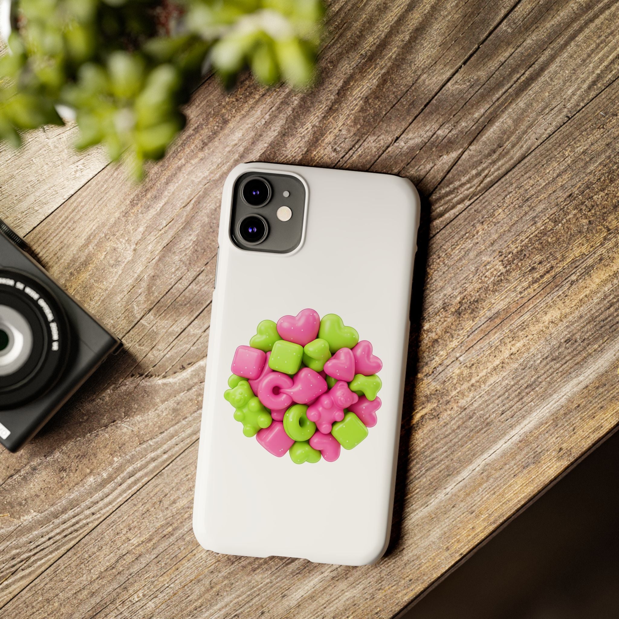 Y2K Gummy Candy Phone Case — Playful Pink & Lime Squishy Pattern