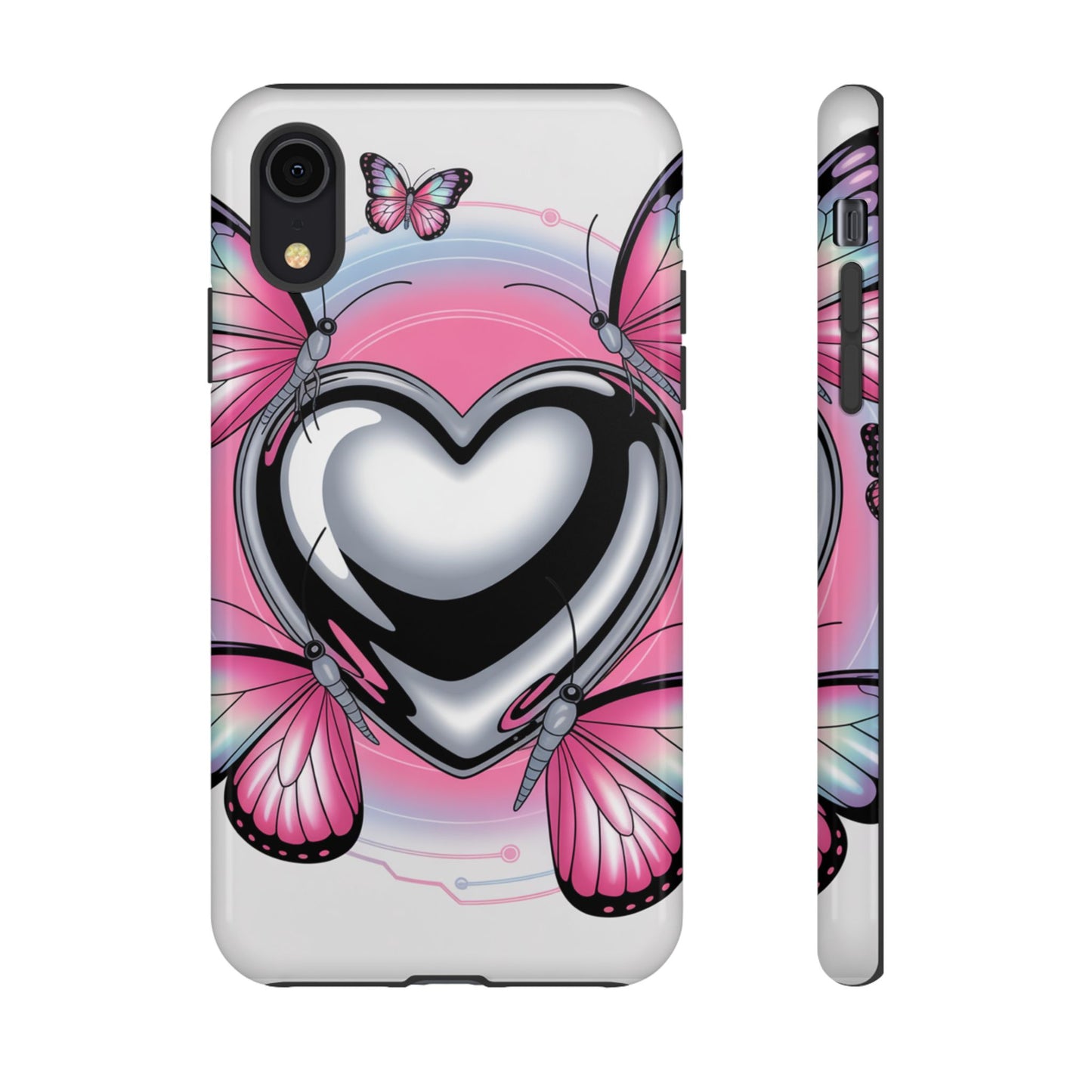 Phone Case - Y2K Aesthetic Chrome Hearts and Butterflies, Cybercore 2000s Vibe