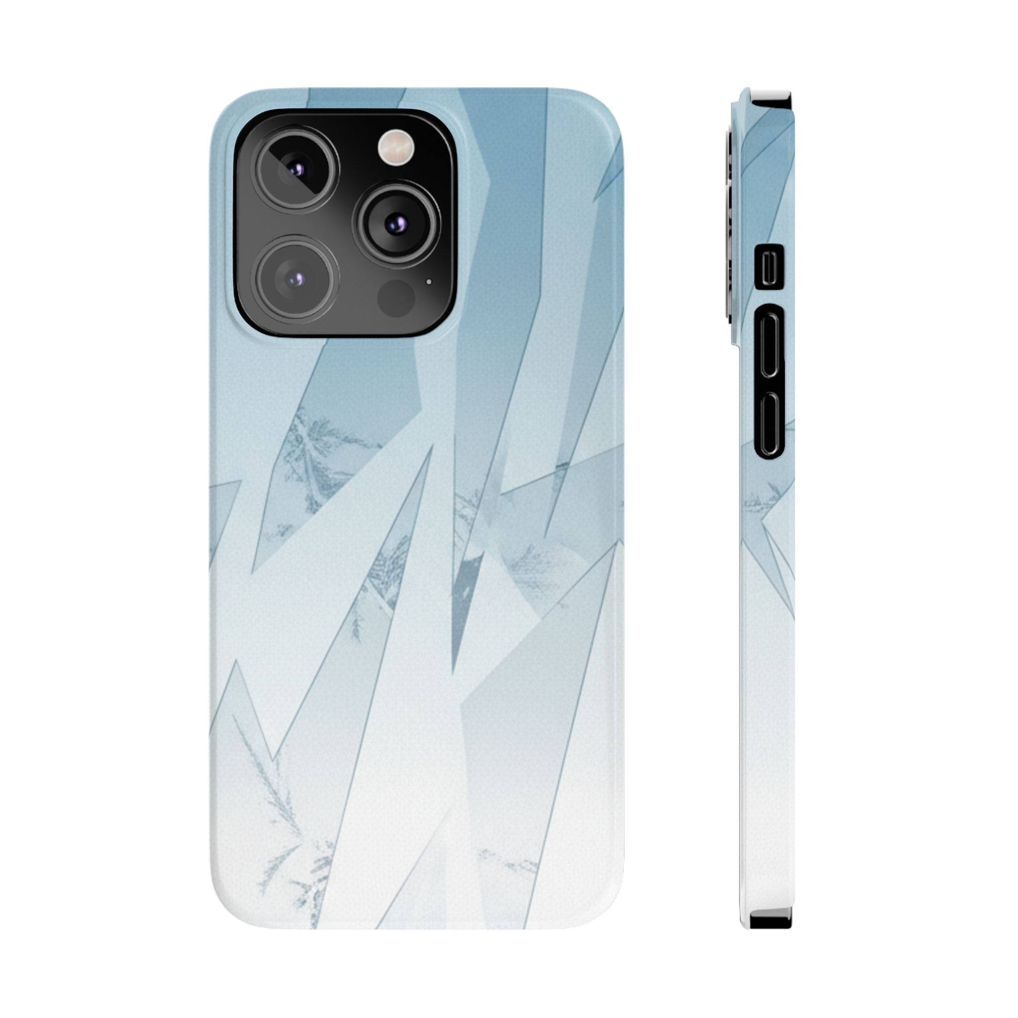 Icy Frost Minimalist Slim Phone Case — Frosted Glass Blue Gradient