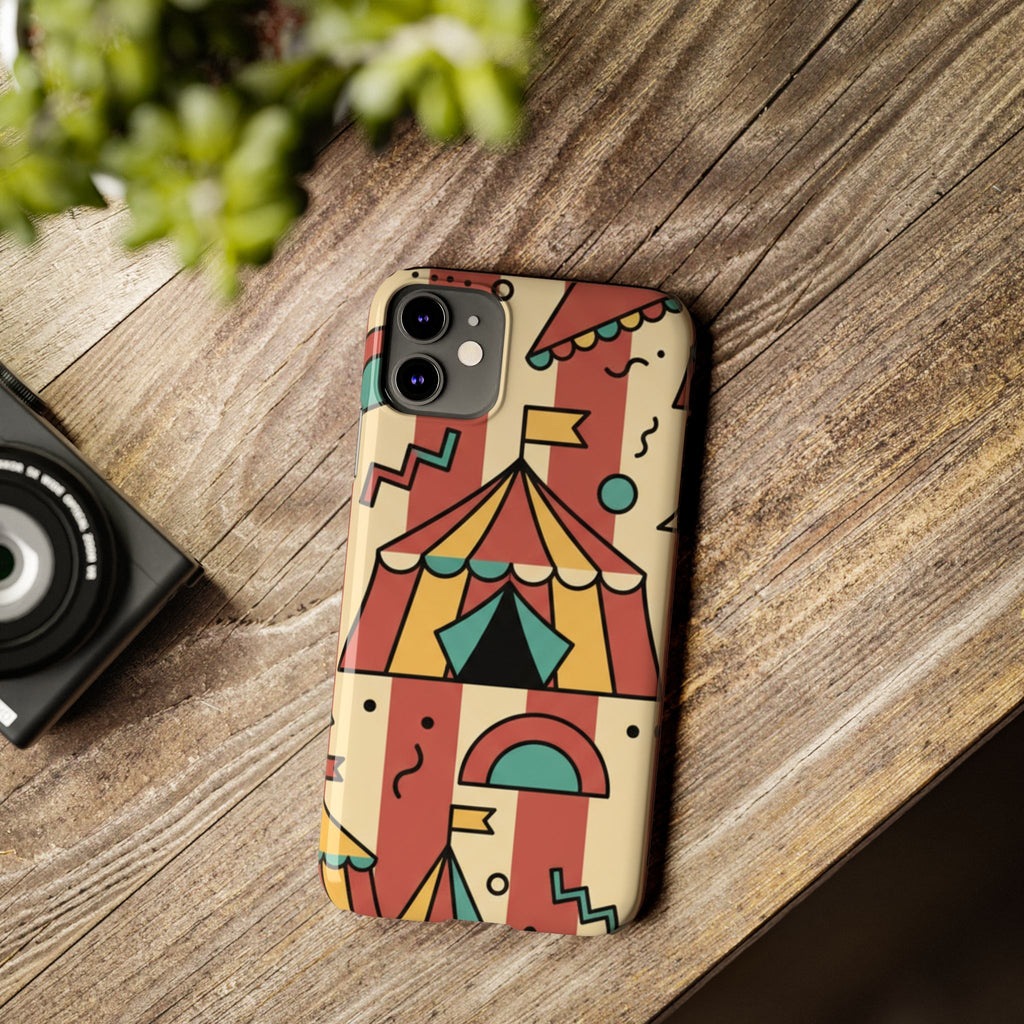 Retro Circus Stripe Slim Phone Case — Vintage 70s Memphis Geometric Design