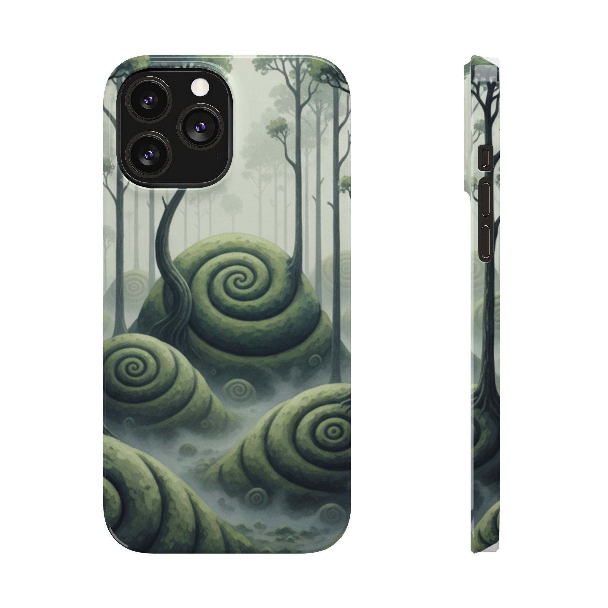 Mystical Forest Slim Phone Case — Dreamy Studio Ghibli‑Style Foggy Hills