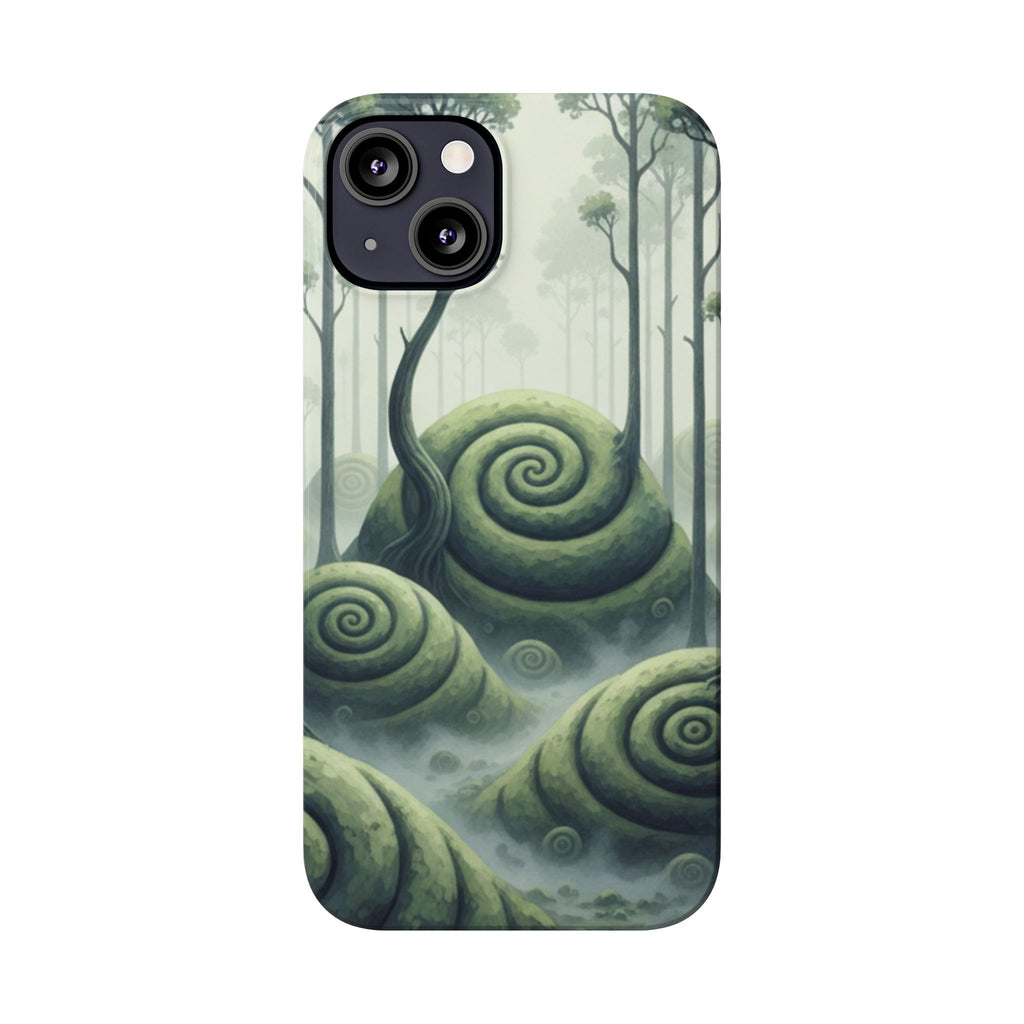 Mystical Forest Slim Phone Case — Dreamy Studio Ghibli‑Style Foggy Hills