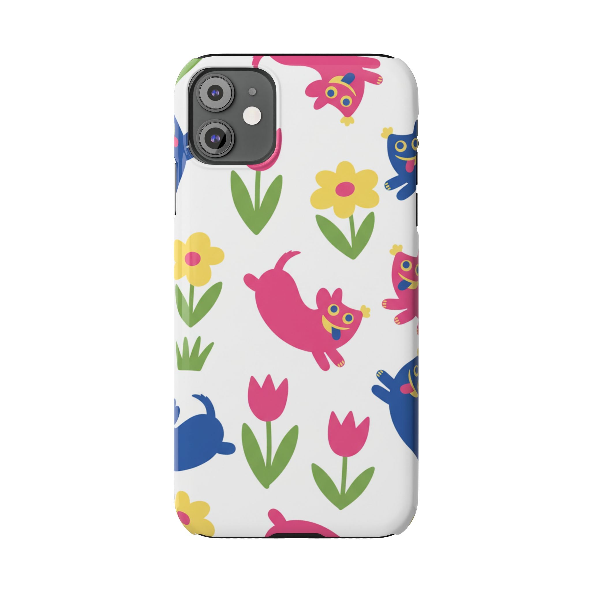 The Joyful Garden: Chunky Sausage Dog & Giant Bloom Phone Case | Modern Naive Art Edition