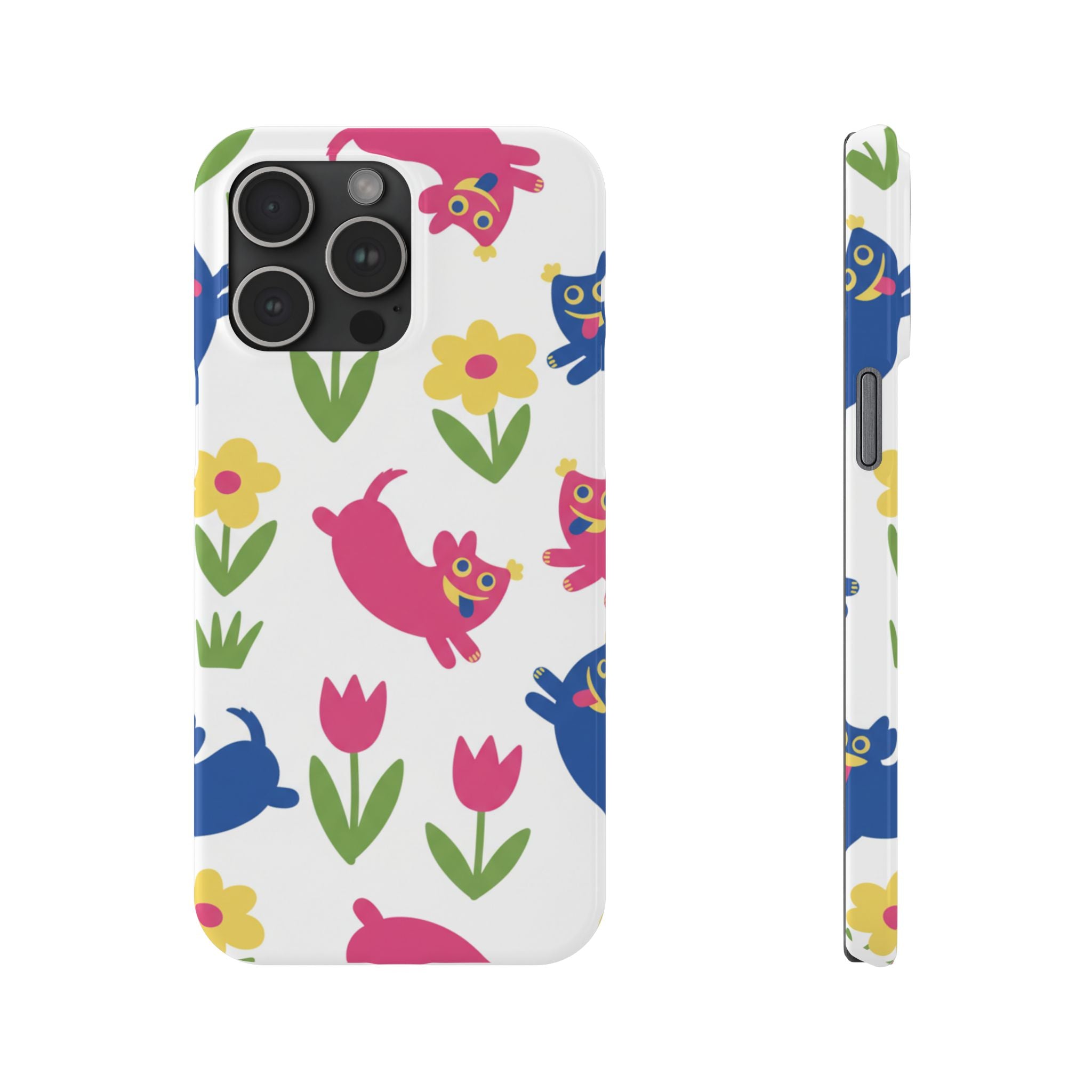 The Joyful Garden: Chunky Sausage Dog & Giant Bloom Phone Case | Modern Naive Art Edition