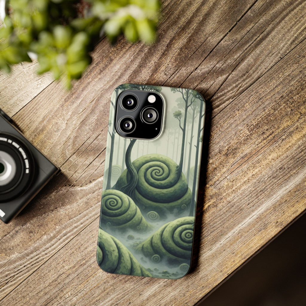 Mystical Forest Slim Phone Case — Dreamy Studio Ghibli‑Style Foggy Hills
