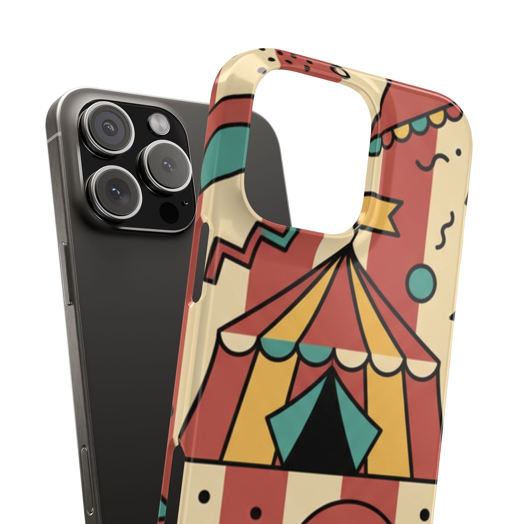 Retro Circus Stripe Slim Phone Case — Vintage 70s Memphis Geometric Design