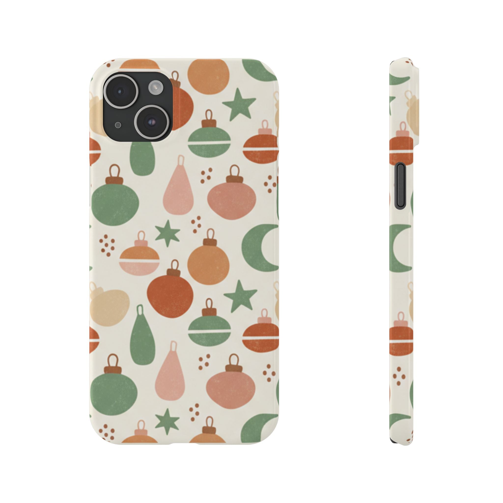 Holiday Ornament Pattern Slim Phone Case — Retro Christmas Baubles Design
