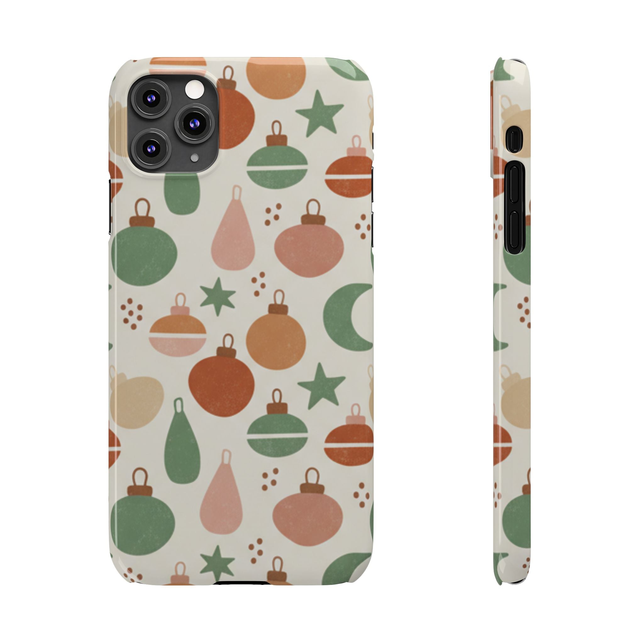 Holiday Ornament Pattern Slim Phone Case — Retro Christmas Baubles Design