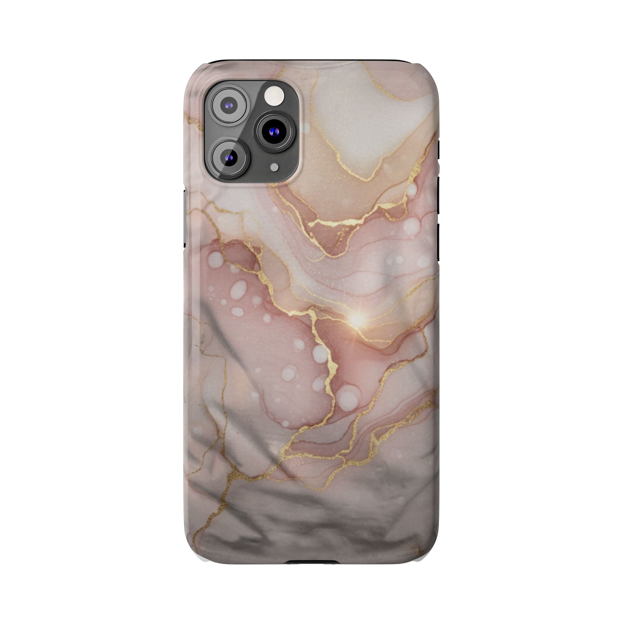 Marble Luxe Slim Phone Case — Pink & Gold Abstract Design