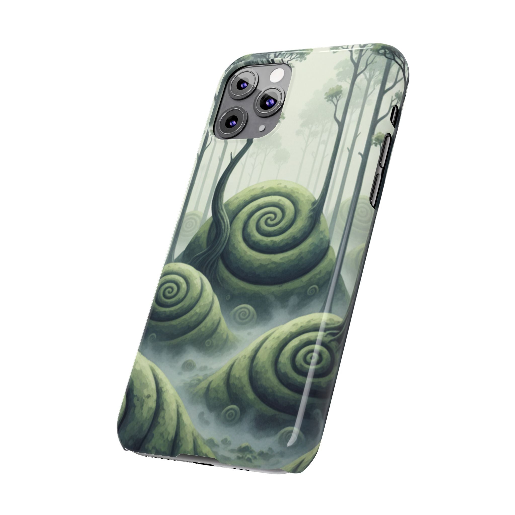 Mystical Forest Slim Phone Case — Dreamy Studio Ghibli‑Style Foggy Hills