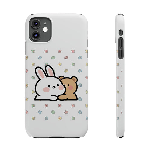 Bunny & Bear Besties: Kawaii Minimalist Doodle Phone Case | Soft Aesthetic Japanese Art Tech Accessory