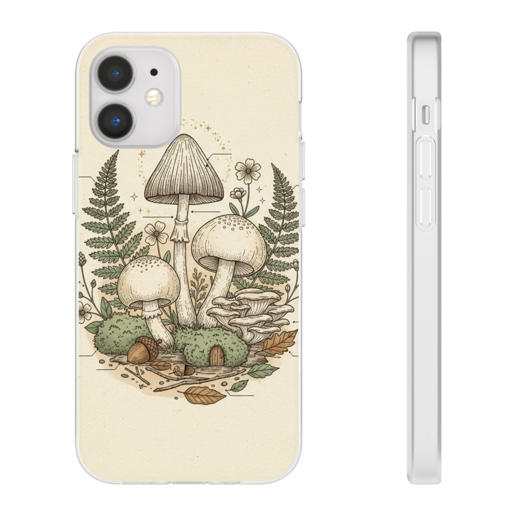 Mushroom Illustration Phone Case — Vintage Scientific Fairycore Design