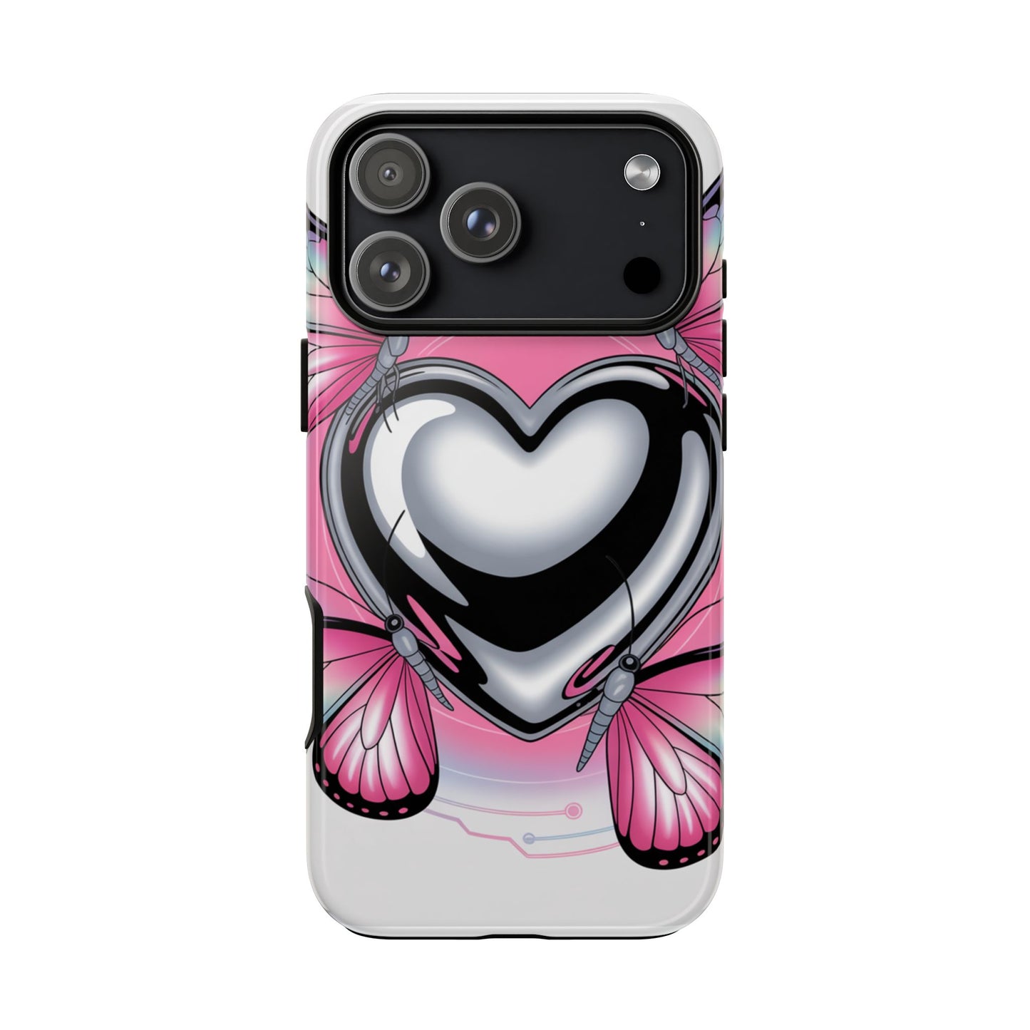 Phone Case - Y2K Aesthetic Chrome Hearts and Butterflies, Cybercore 2000s Vibe