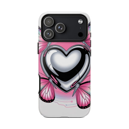 Phone Case - Y2K Aesthetic Chrome Hearts and Butterflies, Cybercore 2000s Vibe