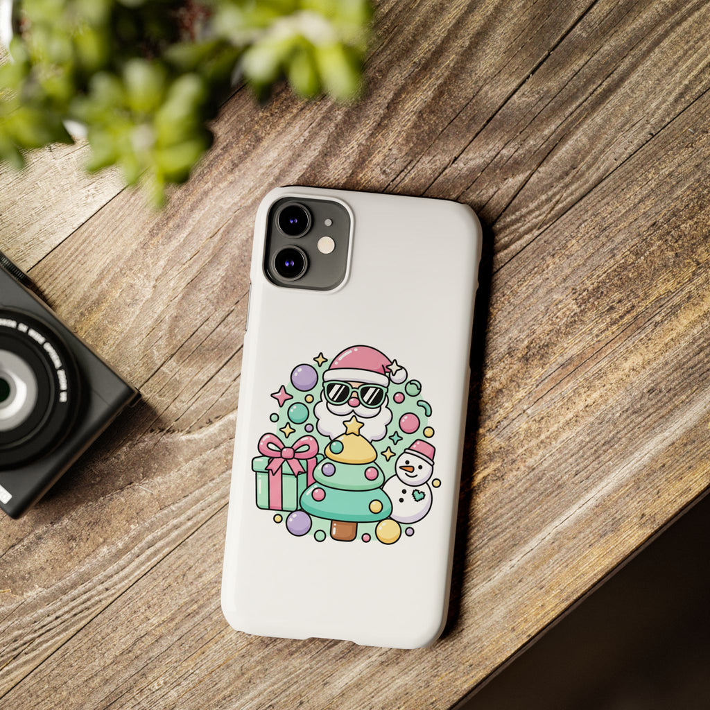 Y2K-Inspired Christmas Phone Case — Playful Bubble Icons & Stars