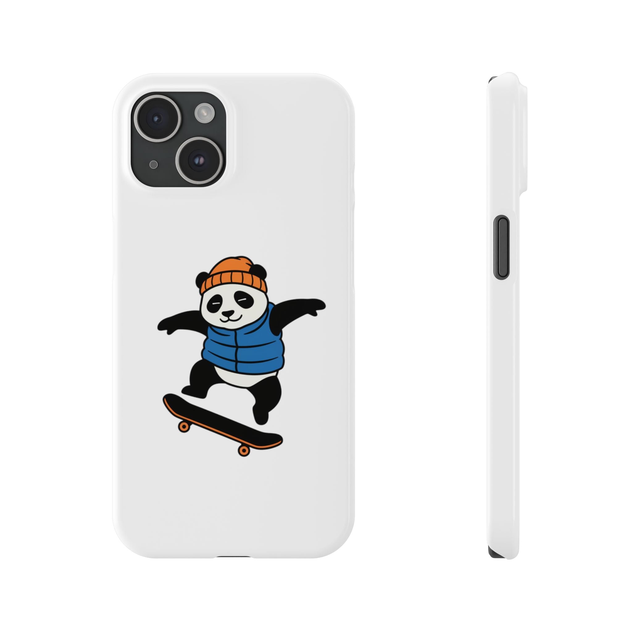Streetwise Panda: Minimalist Skater Kickflip Graphic Case | Urban Streetwear Cartoon Collection
