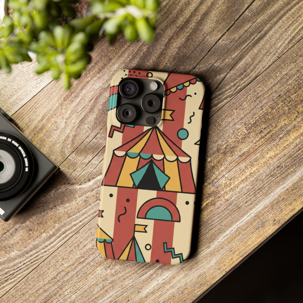 Retro Circus Stripe Slim Phone Case — Vintage 70s Memphis Geometric Design