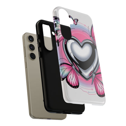 Phone Case - Y2K Aesthetic Chrome Hearts and Butterflies, Cybercore 2000s Vibe