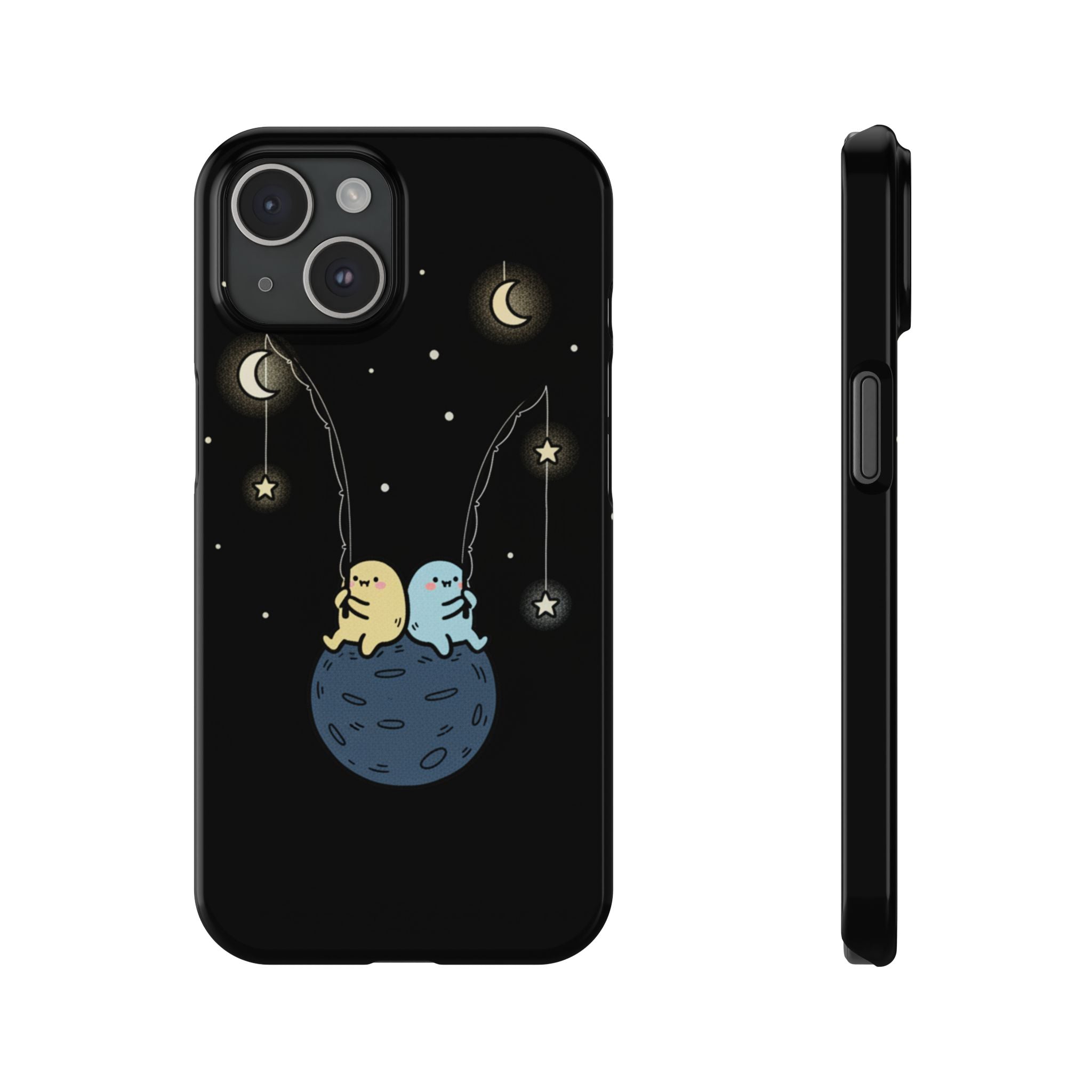Moonlight Anglers: Whimsical Star Fishing Phone Case | Celestial Doodle Art Aesthetic