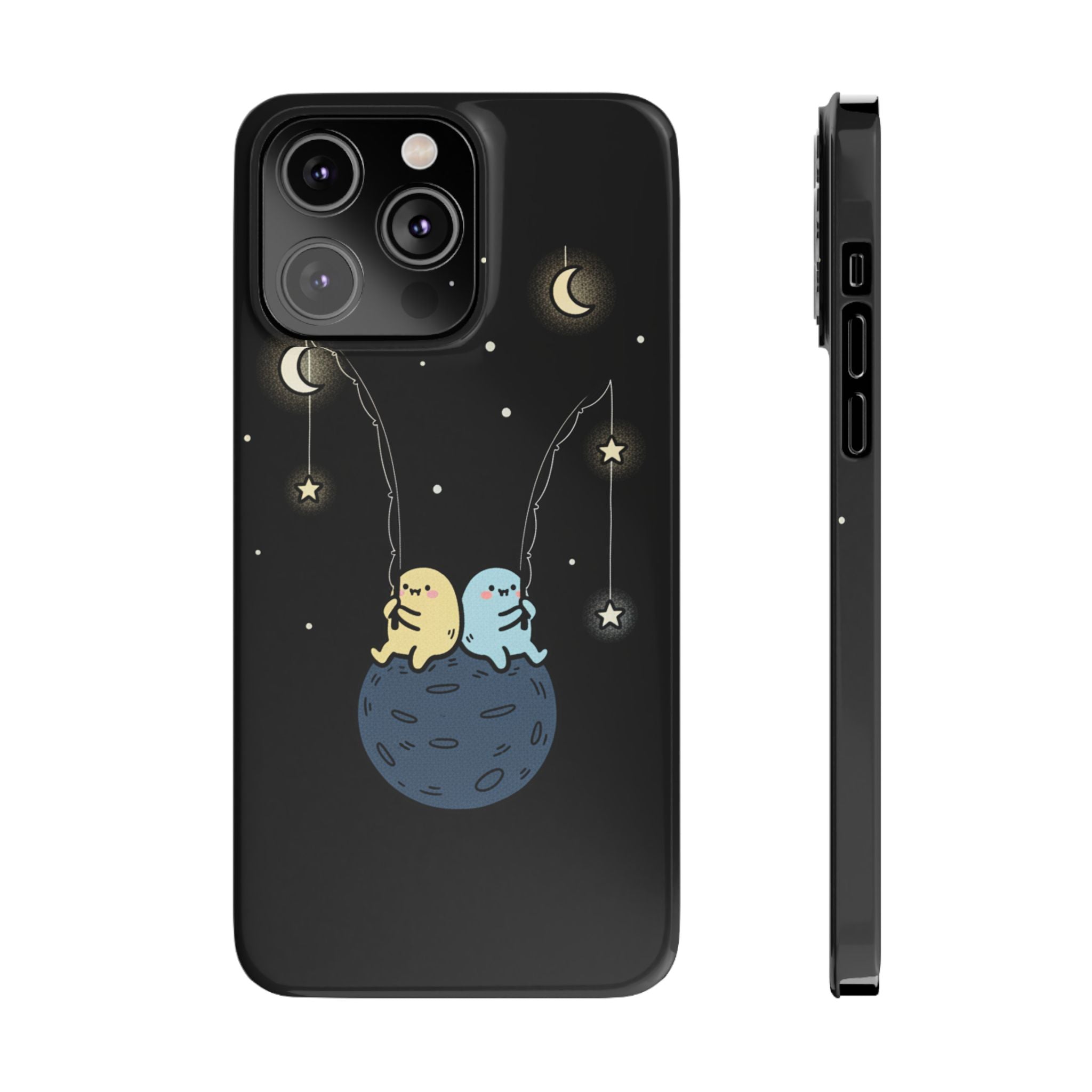 Moonlight Anglers: Whimsical Star Fishing Phone Case | Celestial Doodle Art Aesthetic
