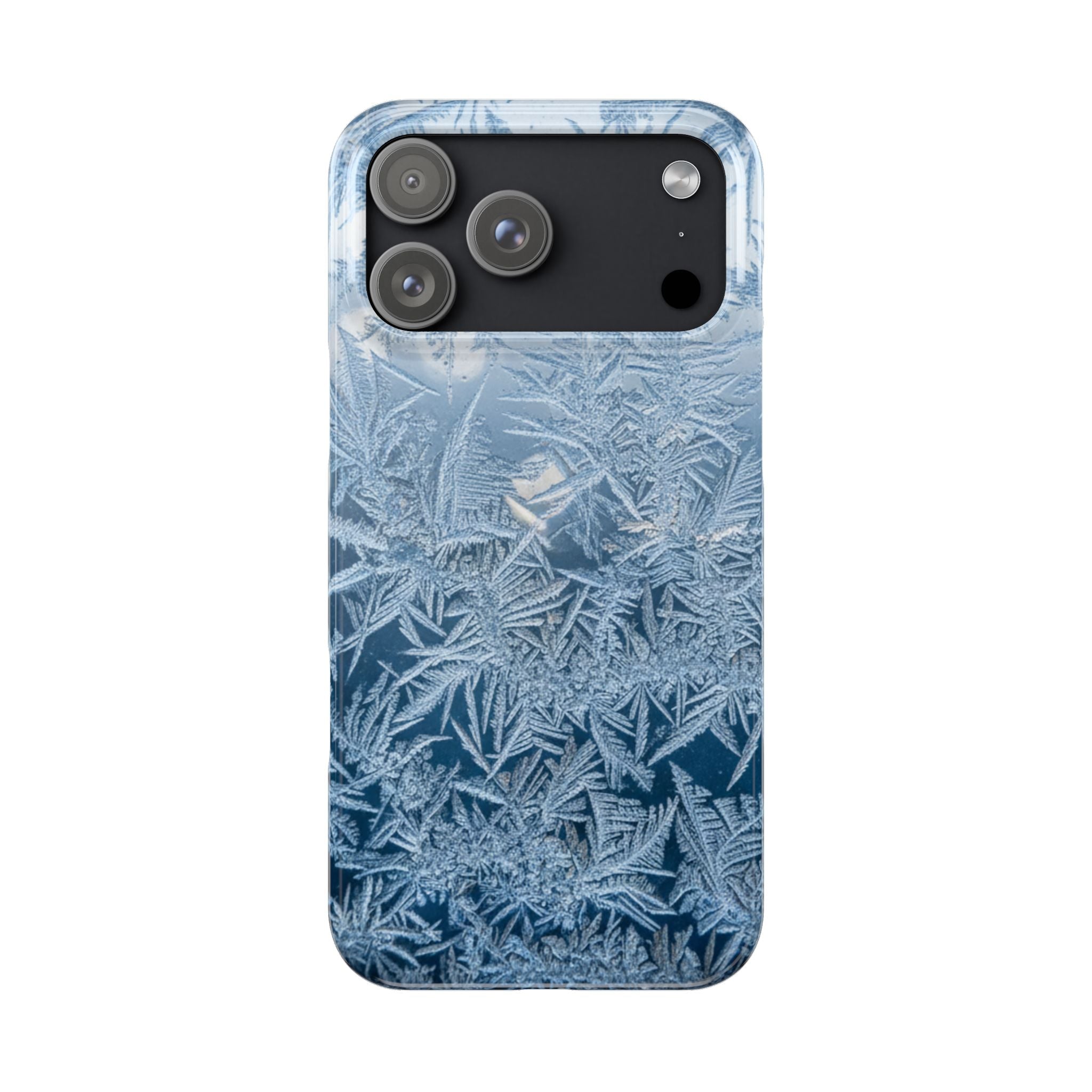 Frosted Window Macro Slim Phone Case — Blue Silver Ice Crystal Texture