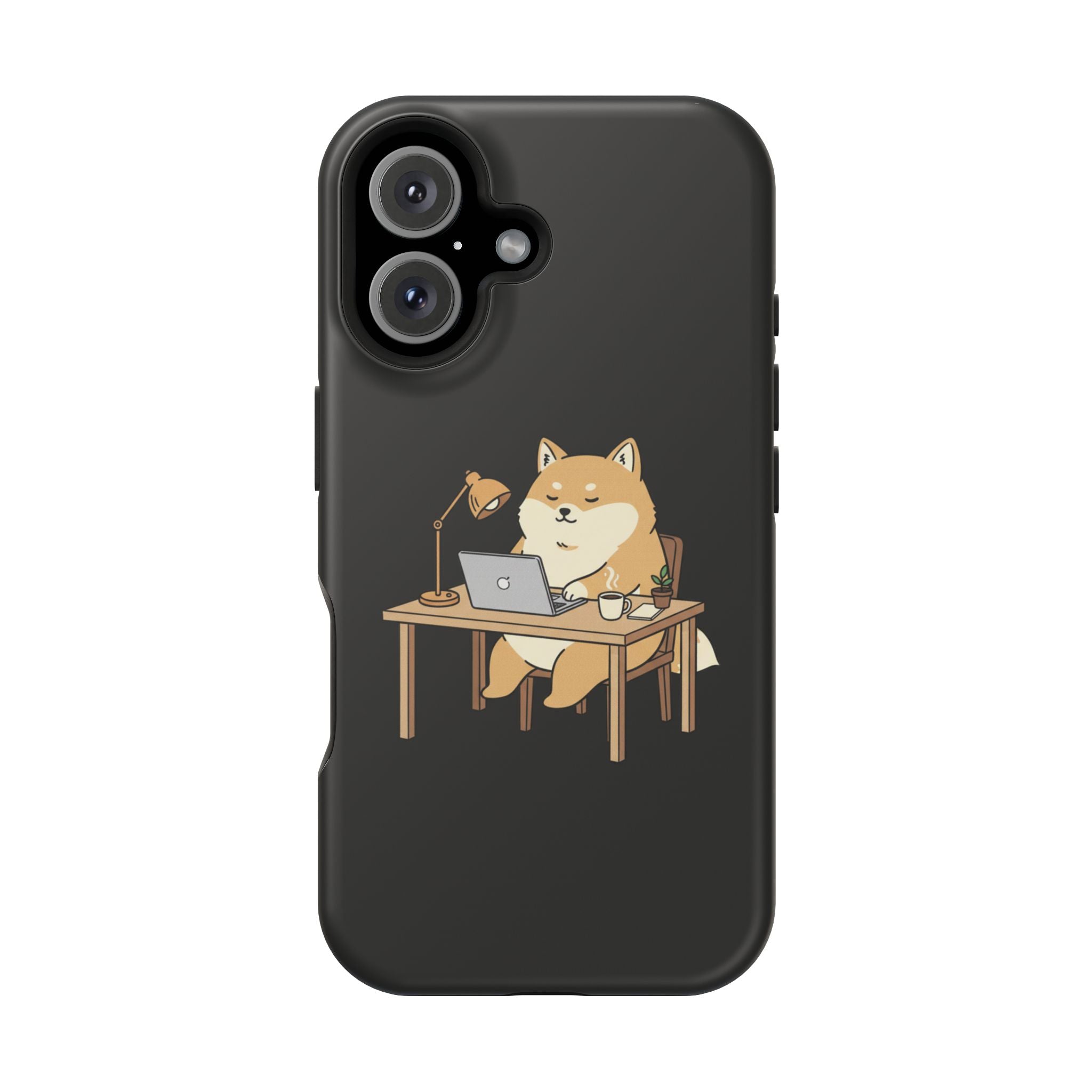 Magnetic Impact-Resistant Phone Case — Cozy Desk Animal Illustration