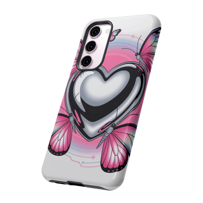 Phone Case - Y2K Aesthetic Chrome Hearts and Butterflies, Cybercore 2000s Vibe