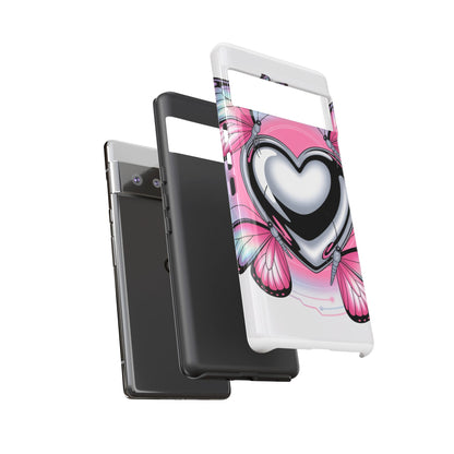 Phone Case - Y2K Aesthetic Chrome Hearts and Butterflies, Cybercore 2000s Vibe