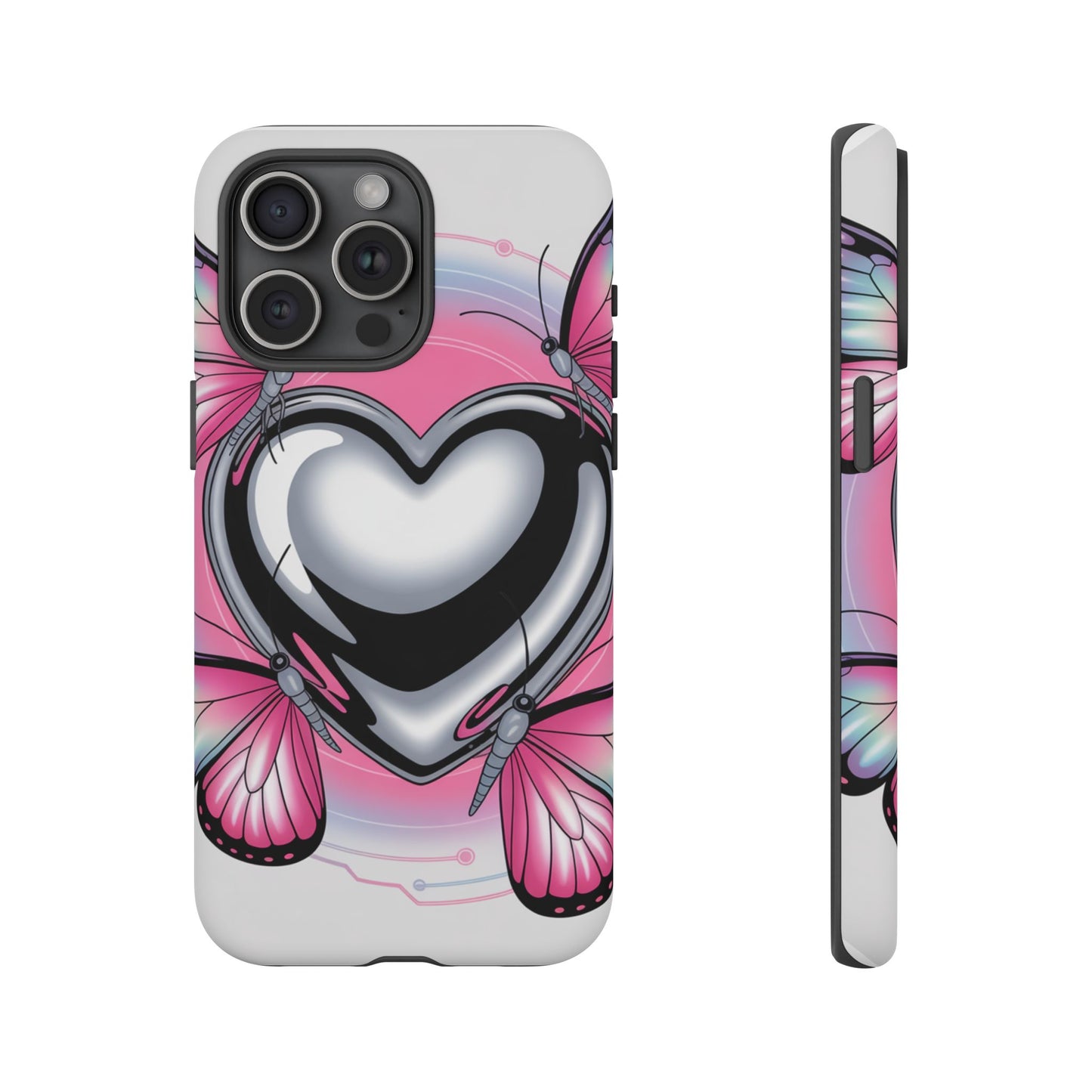 Phone Case - Y2K Aesthetic Chrome Hearts and Butterflies, Cybercore 2000s Vibe