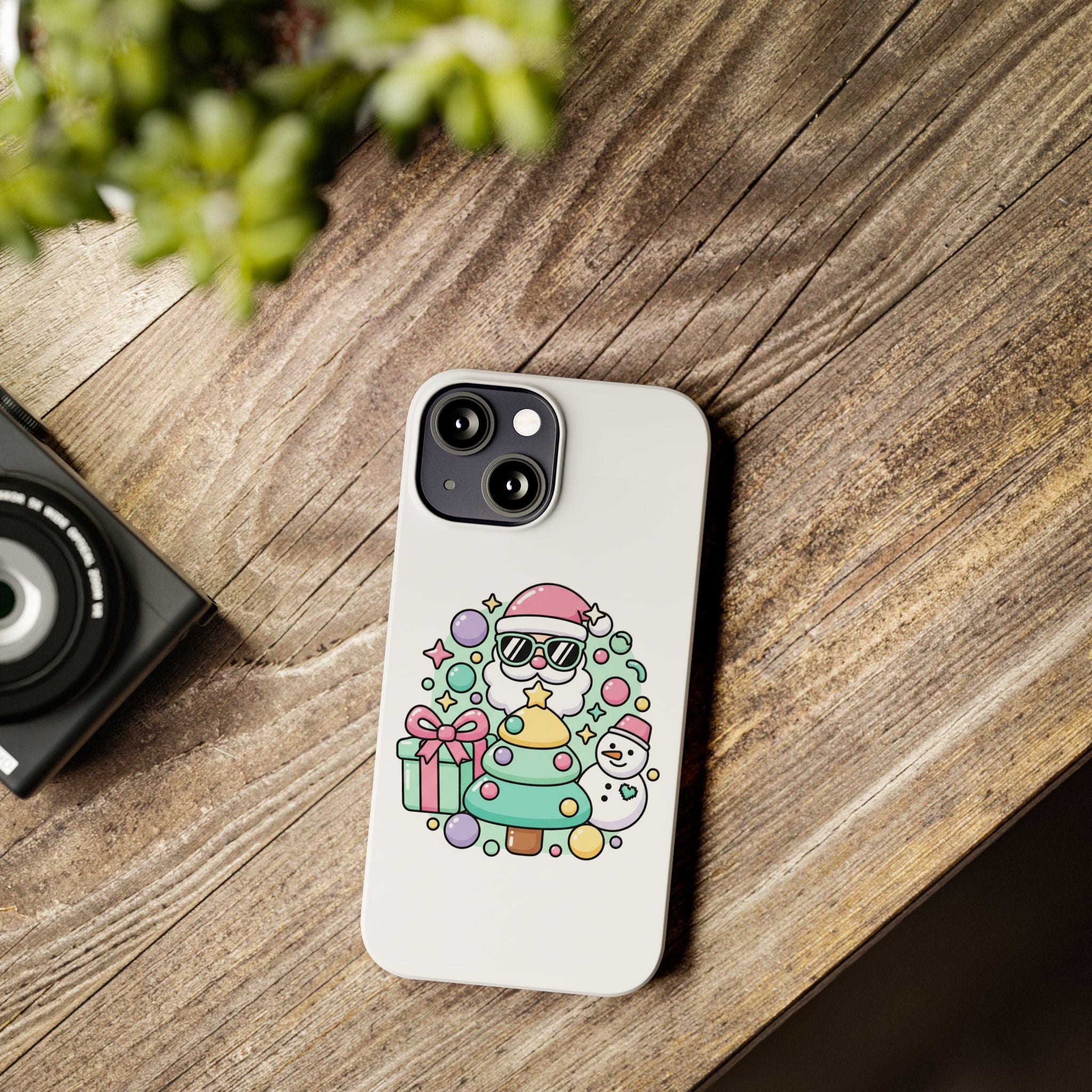 Y2K-Inspired Christmas Phone Case — Playful Bubble Icons & Stars