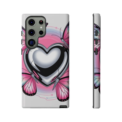 Phone Case - Y2K Aesthetic Chrome Hearts and Butterflies, Cybercore 2000s Vibe
