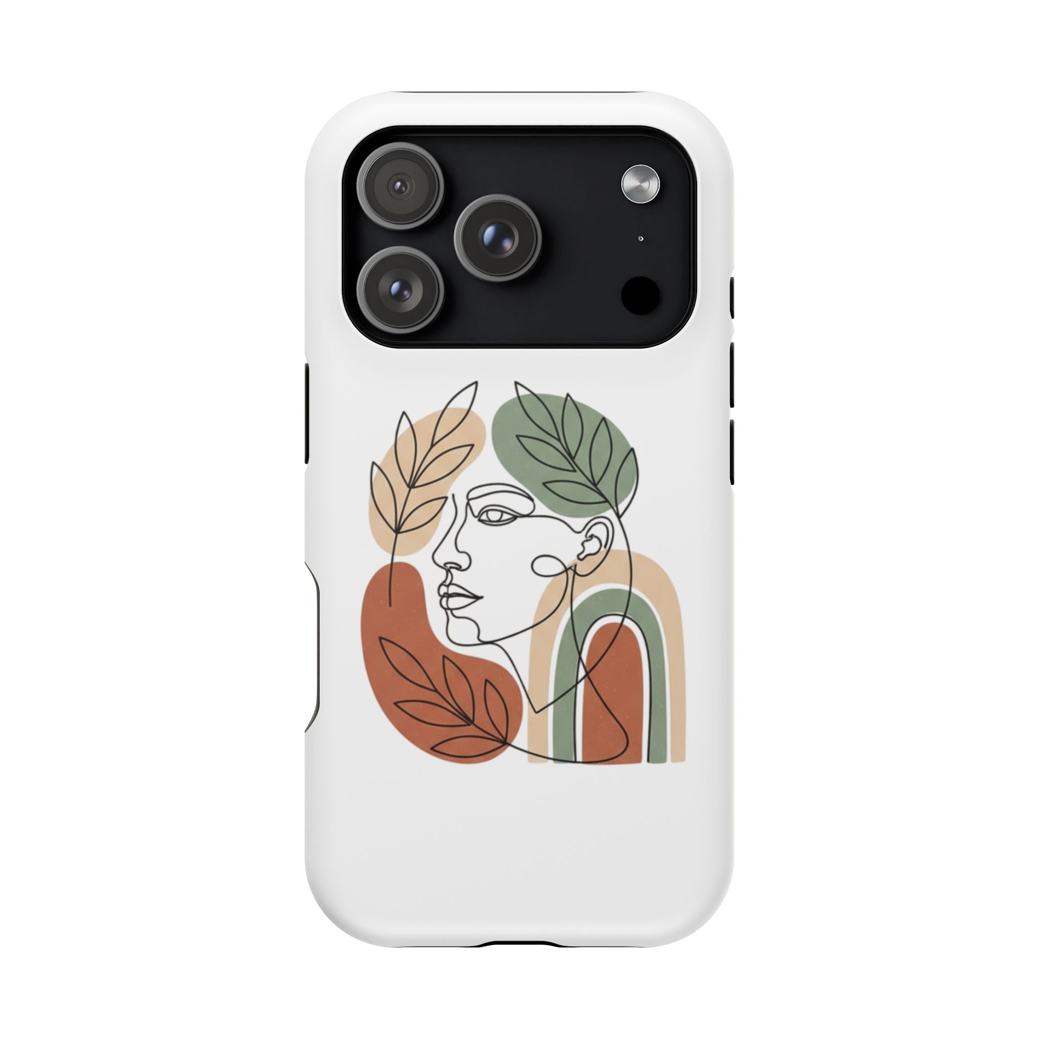 Boho Line-Face Phone Case — Terracotta Sage Minimalist Matte