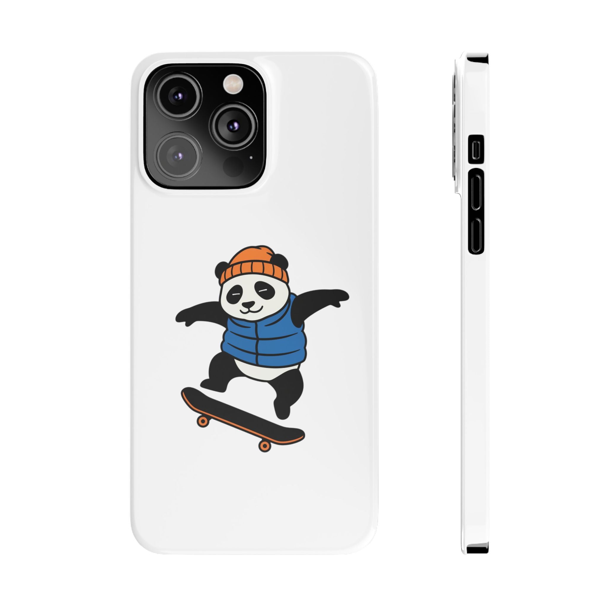Streetwise Panda: Minimalist Skater Kickflip Graphic Case | Urban Streetwear Cartoon Collection