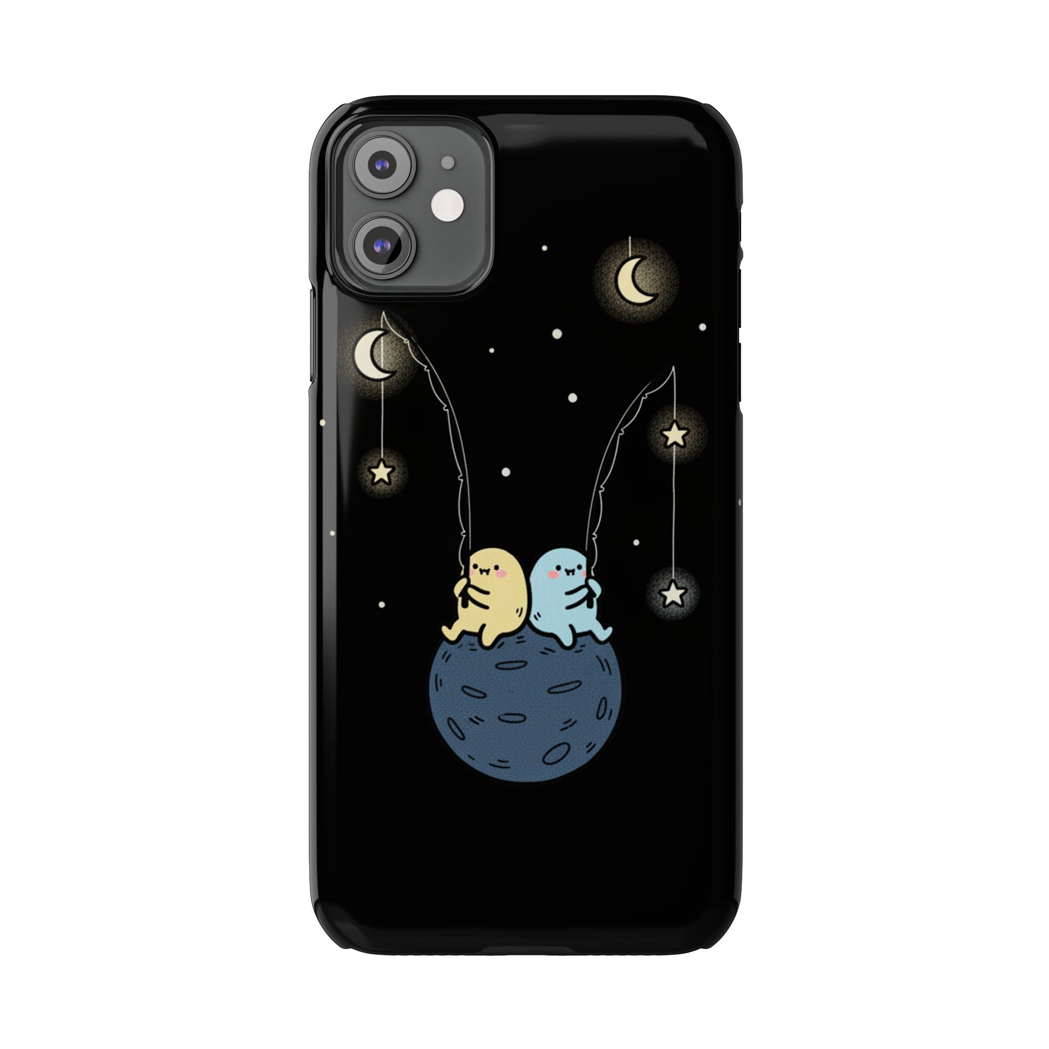 Moonlight Anglers: Whimsical Star Fishing Phone Case | Celestial Doodle Art Aesthetic