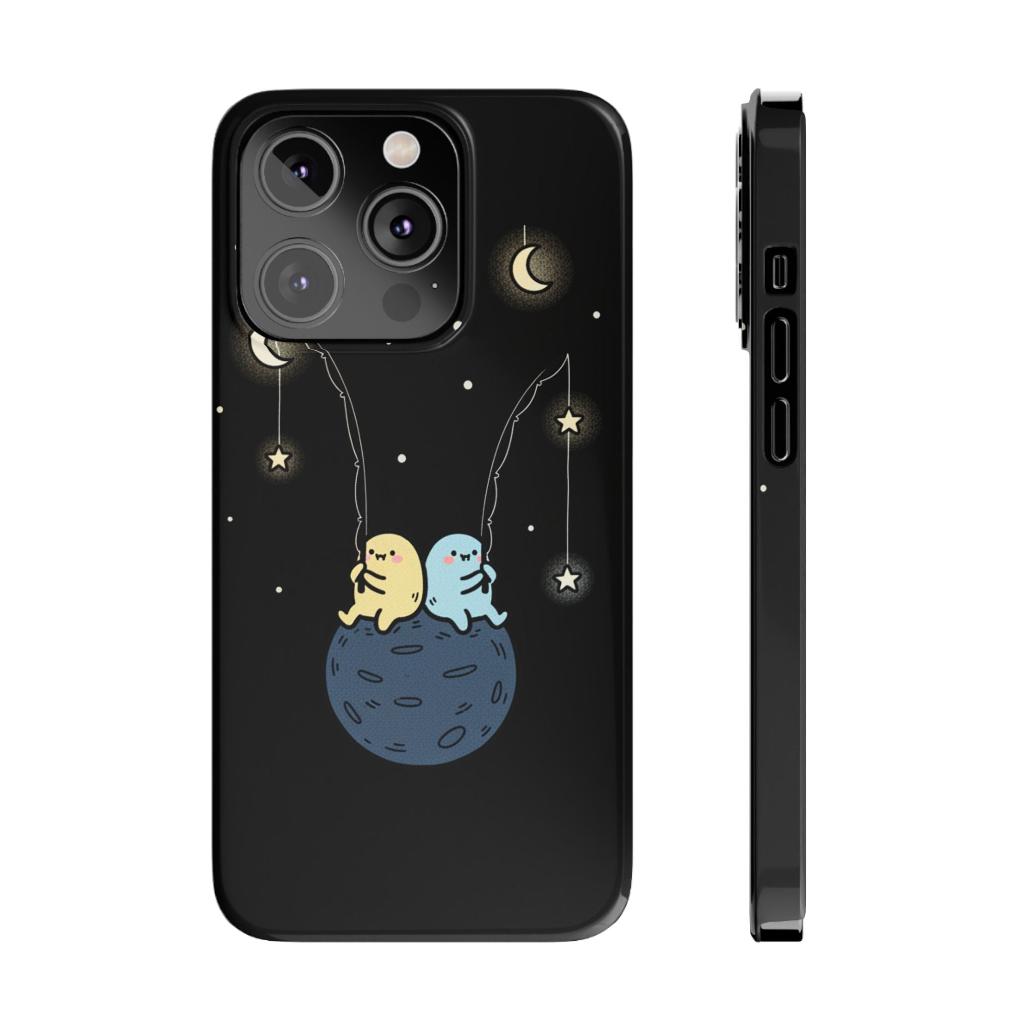 Moonlight Anglers: Whimsical Star Fishing Phone Case | Celestial Doodle Art Aesthetic
