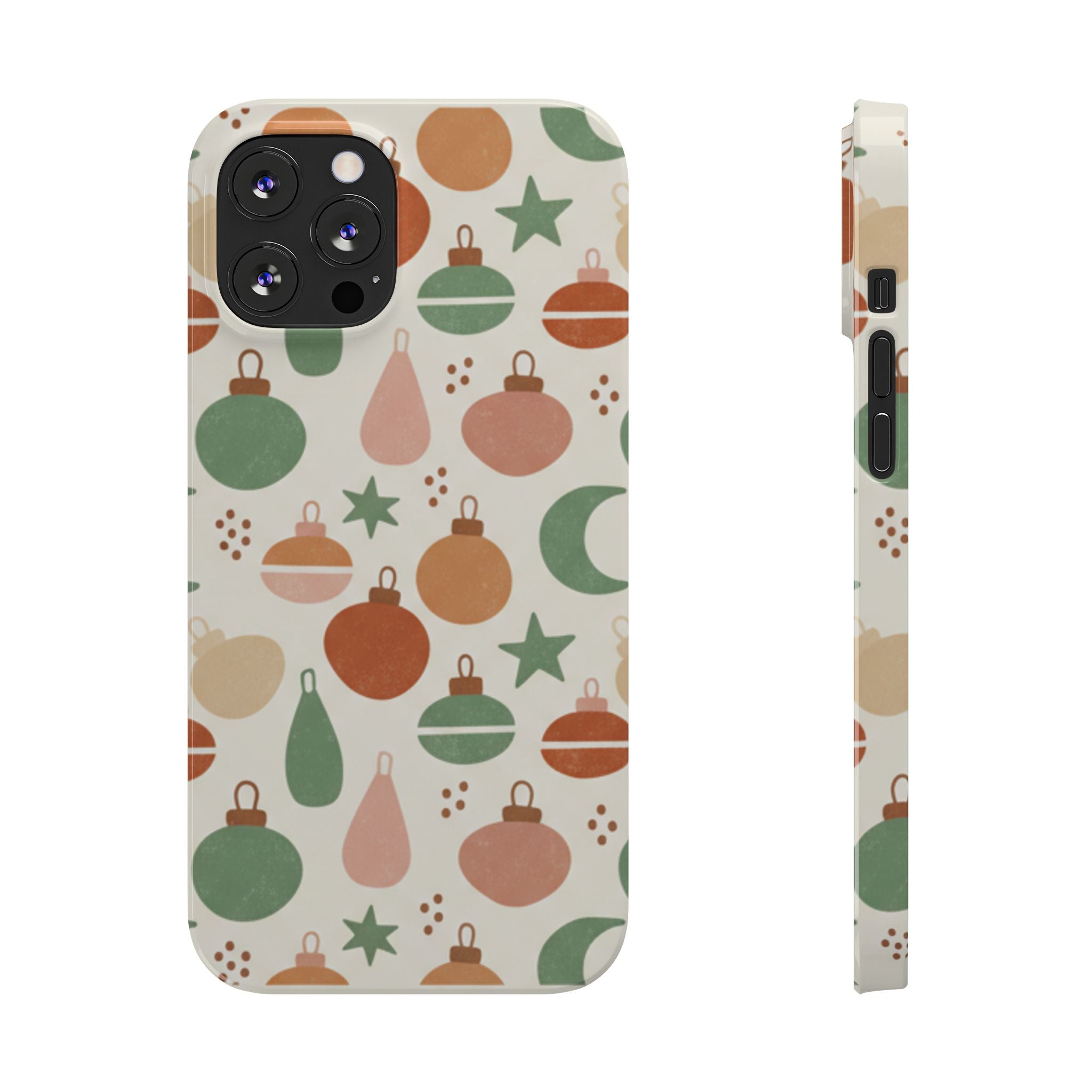 Holiday Ornament Pattern Slim Phone Case — Retro Christmas Baubles Design