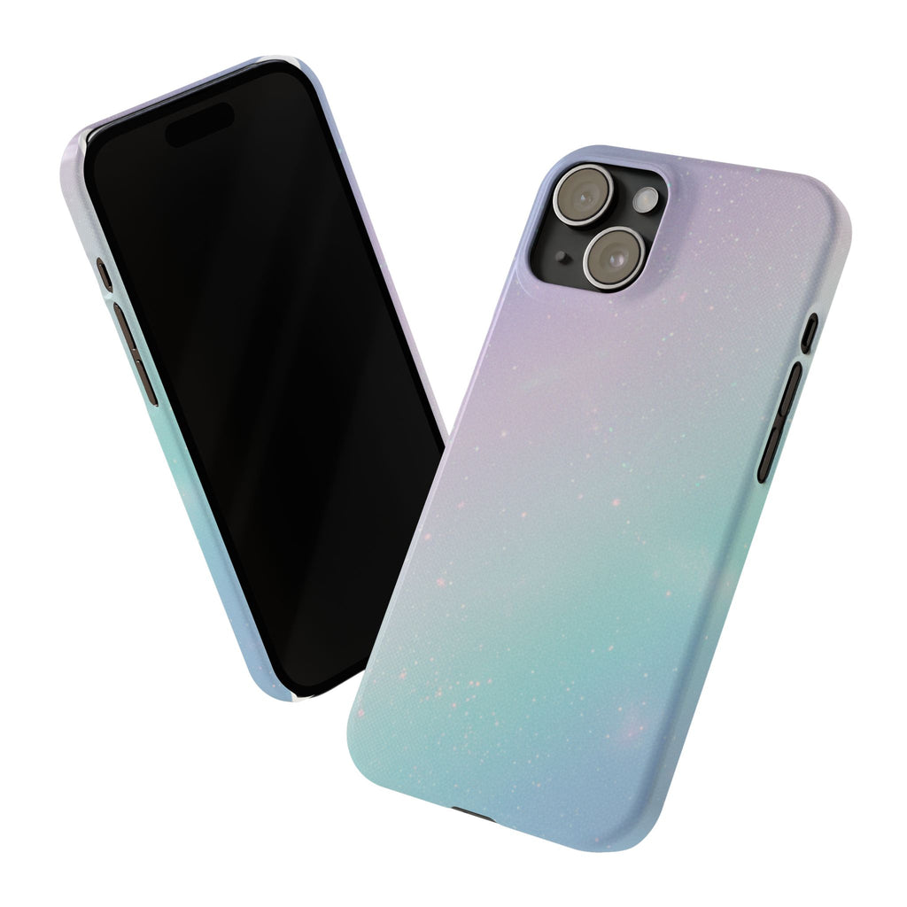Opalescent Cosmic Slim Phone Case — Shimmering Moon Dust Purple & Blue Gradient