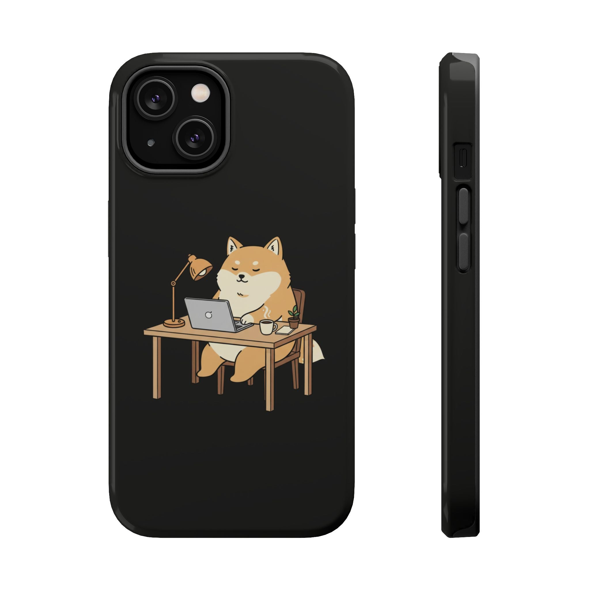 Magnetic Impact-Resistant Phone Case — Cozy Desk Animal Illustration