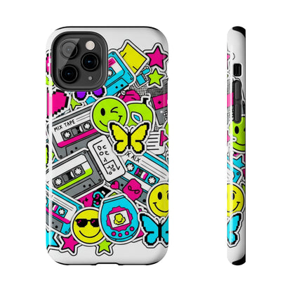 1990s 2000s Sticker Collage Tough Phone Case | Retro Tamagotchi Pixel Art Nostalgia