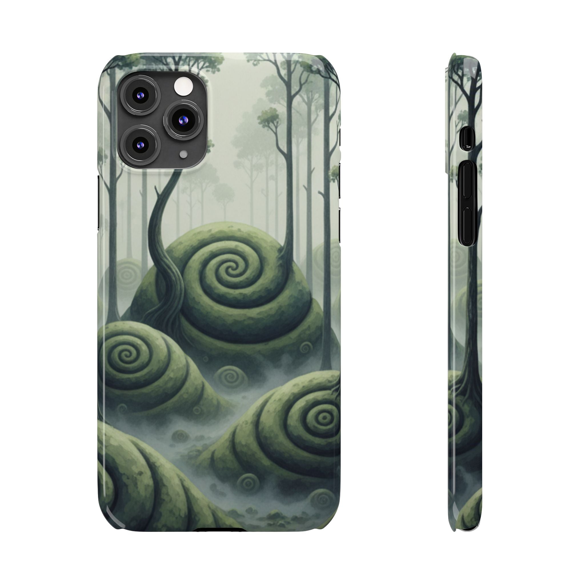 Mystical Forest Slim Phone Case — Dreamy Studio Ghibli‑Style Foggy Hills