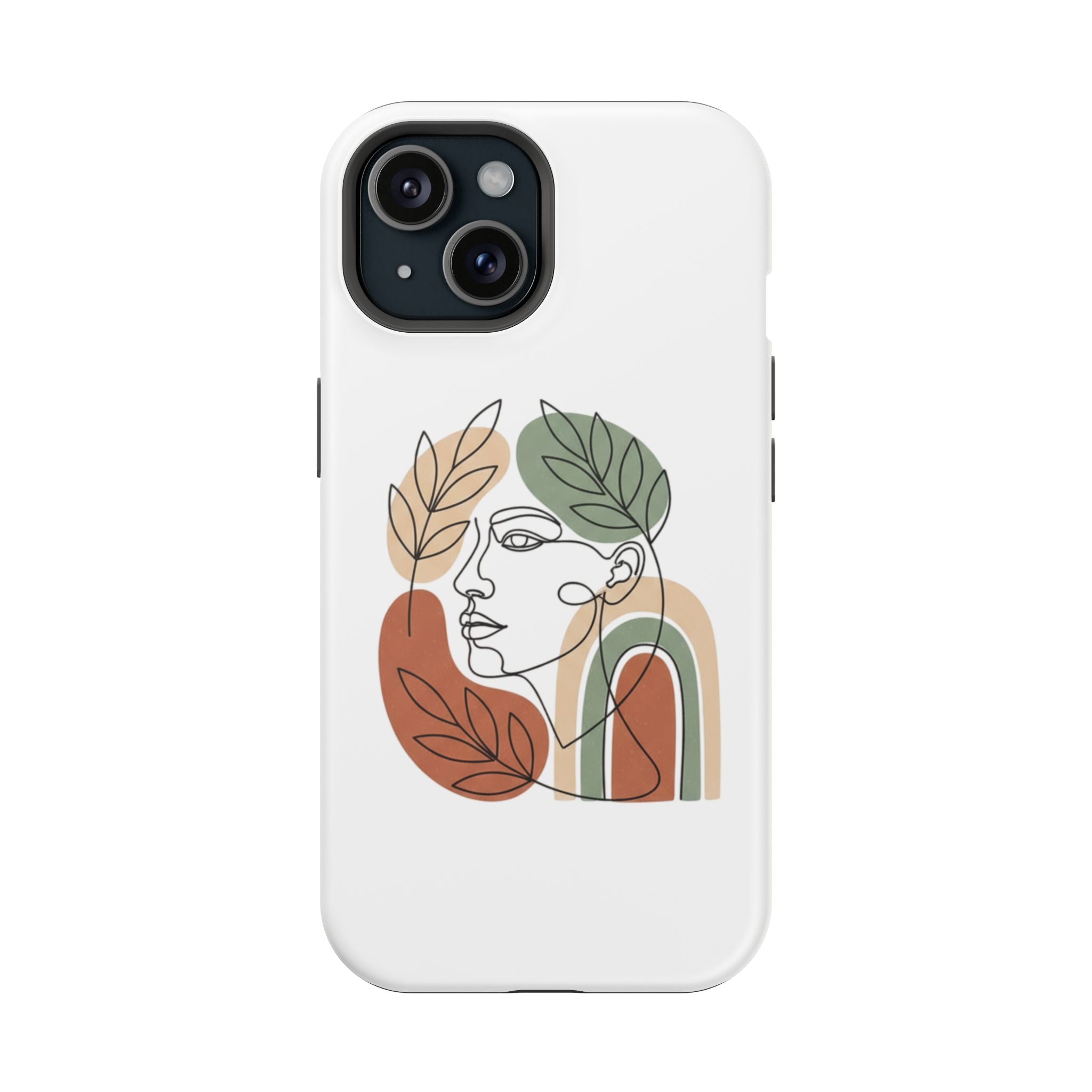 Boho Line-Face Phone Case — Terracotta Sage Minimalist Matte