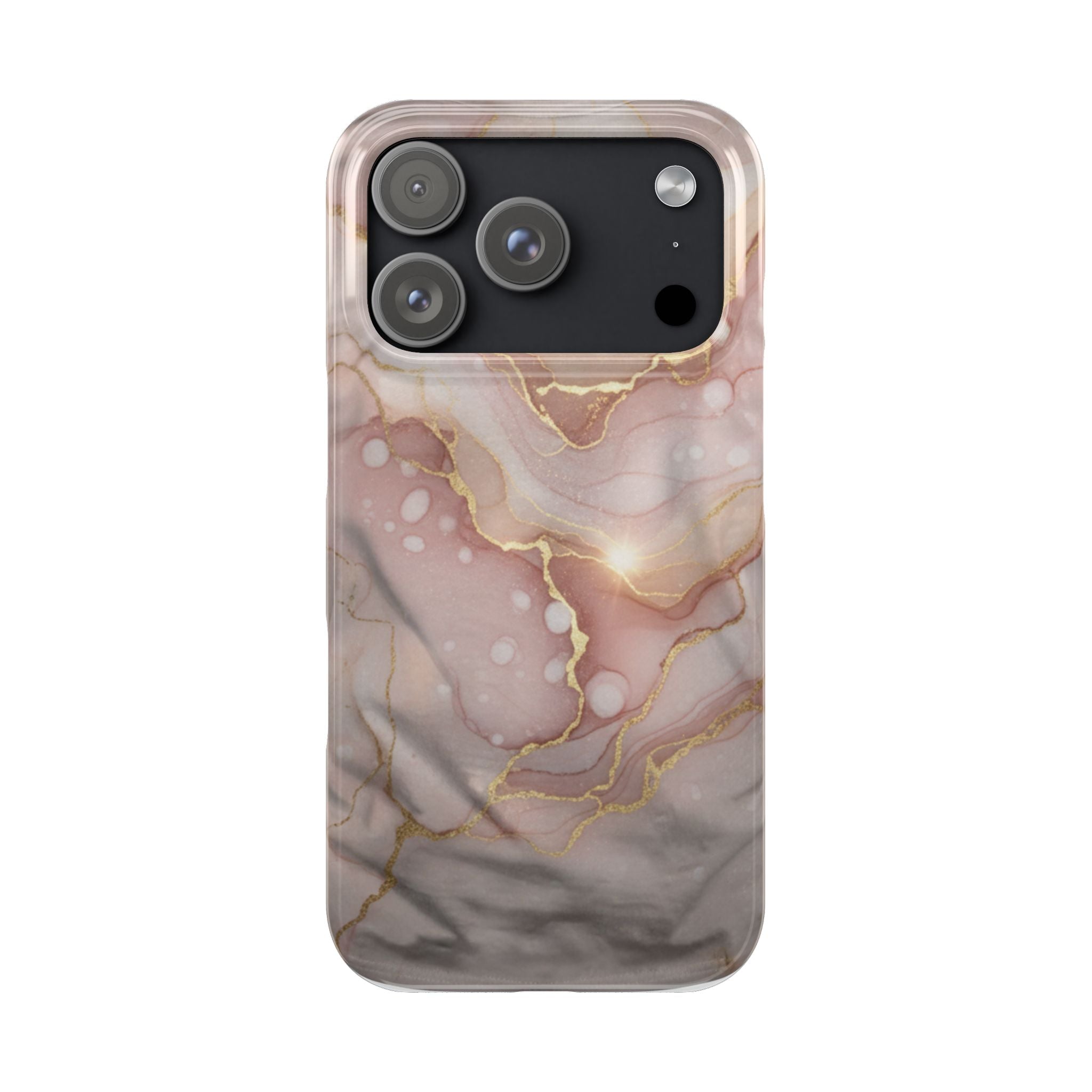 Marble Luxe Slim Phone Case — Pink & Gold Abstract Design