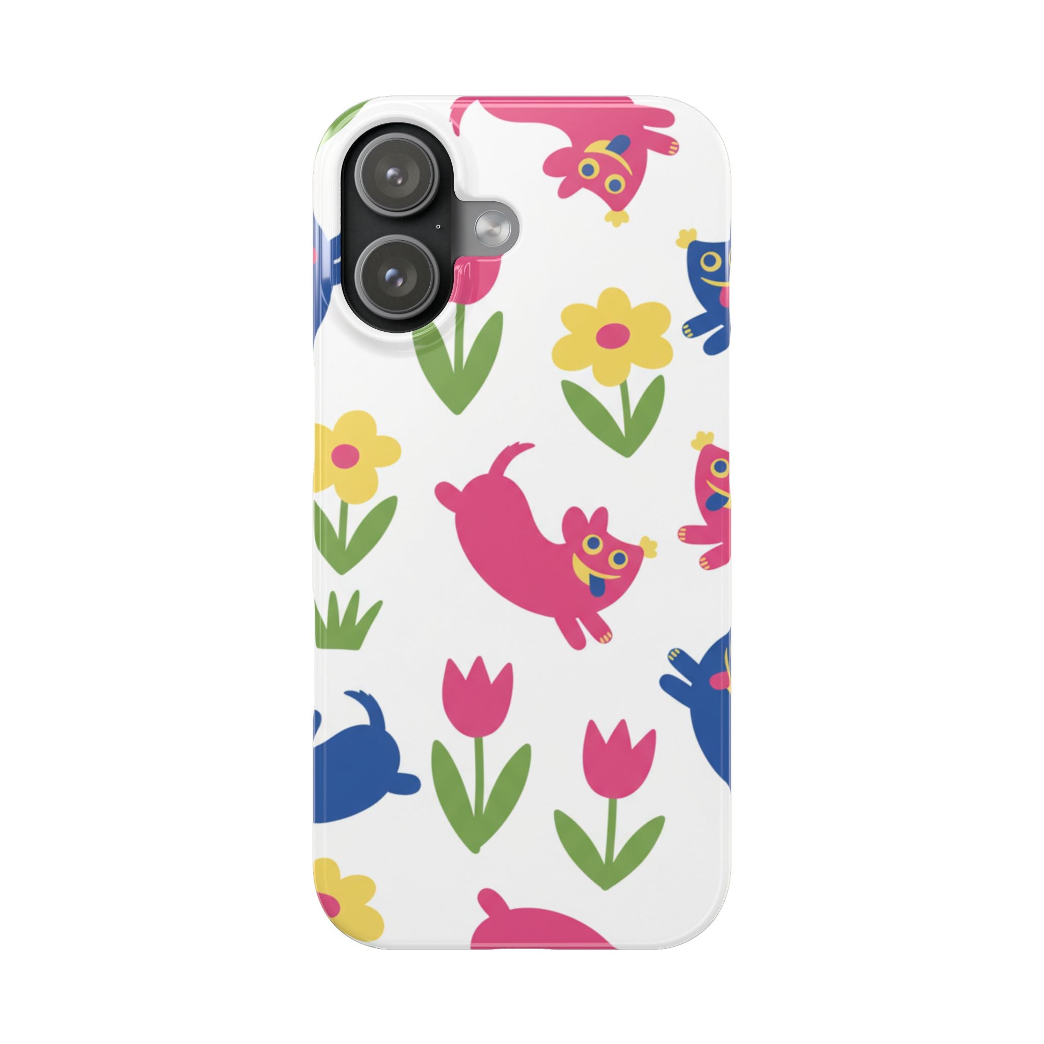 The Joyful Garden: Chunky Sausage Dog & Giant Bloom Phone Case | Modern Naive Art Edition