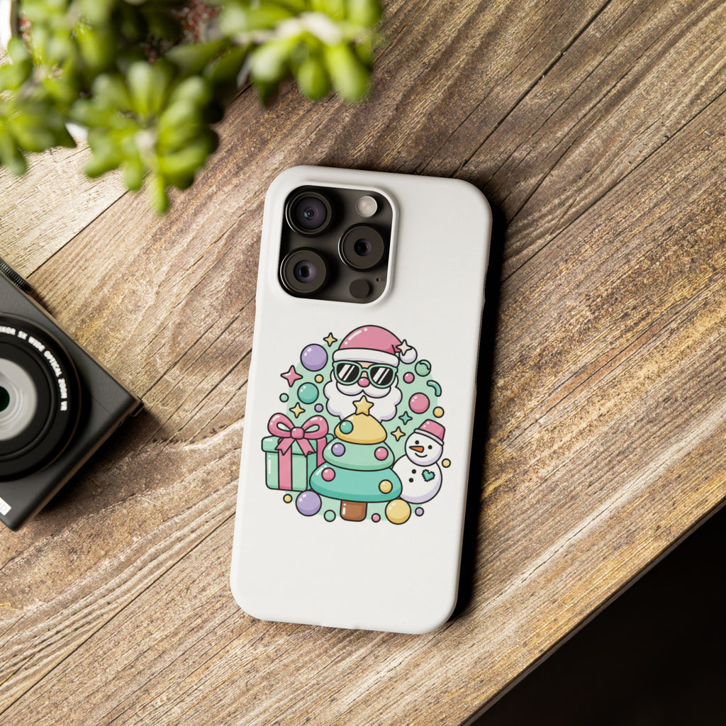 Y2K-Inspired Christmas Phone Case — Playful Bubble Icons & Stars
